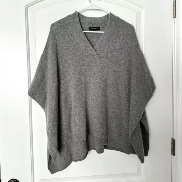 Halogen 100% Cashmere Poncho Gray Pullover Women’s Sweater Grey