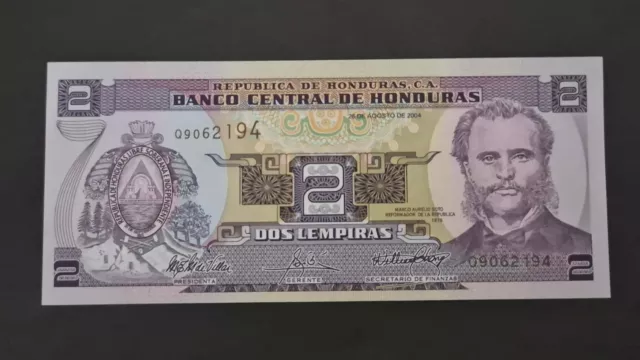 HONDURAS 2 LEMPIRAS BANKNOTE - Uncirculated crisp note