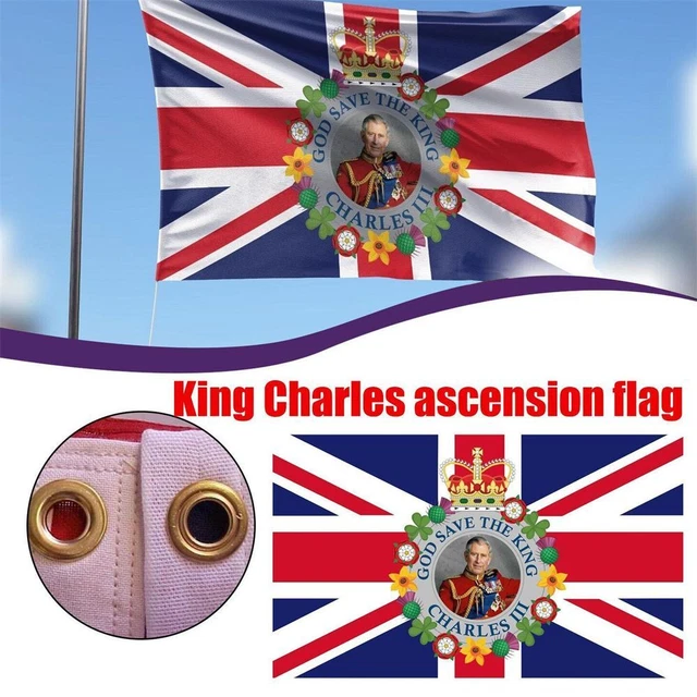 5X3FT QUEEN ELIZABETH Flags Prince Charles King Charles 111 Flag NEW