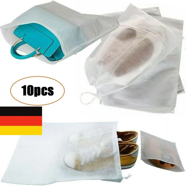 10x Transparent Tuch Kordelzug Schuhe Aufbewahrung Tasche Staub Beutel Reise DE