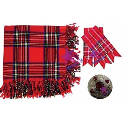 Cardo Cardo Scozzese Crest Kilt Fly Plaid Spilla Rosso Paillettes Cromo 7.6cm 