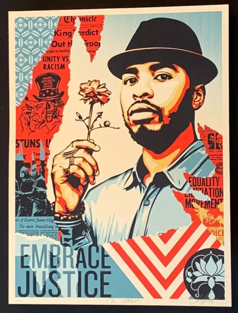 Shepard Fairey Embrace Justice Obey Giant silkscreen poster equality BLM