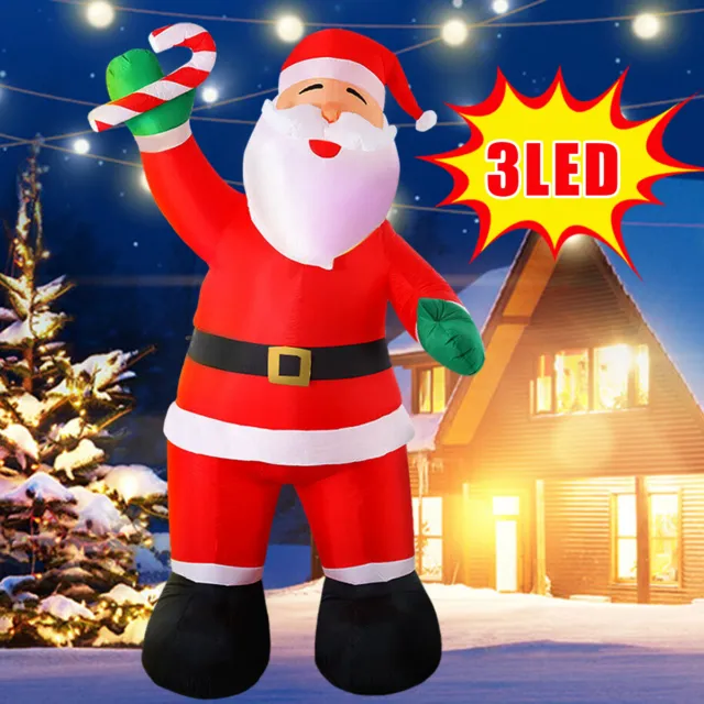 3M Christmas Inflatable Santa Claus Outdoor Lighted Xmas Decorations LED Light