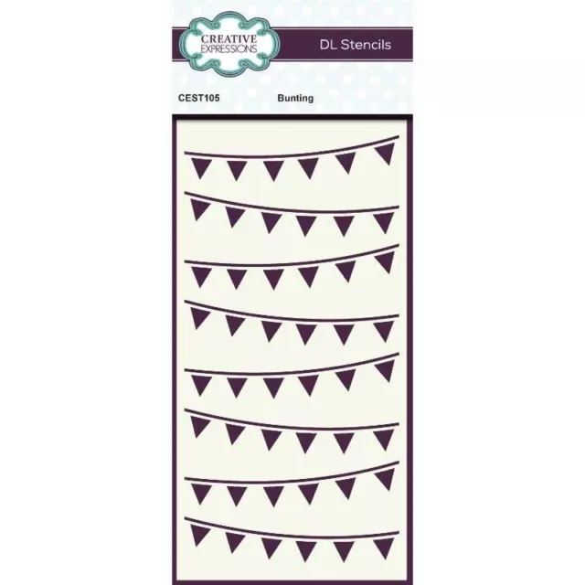 Plantilla Creative Expressions Bunting DL Slimline Fiesta Cumpleaños Fabricación de Tarjetas