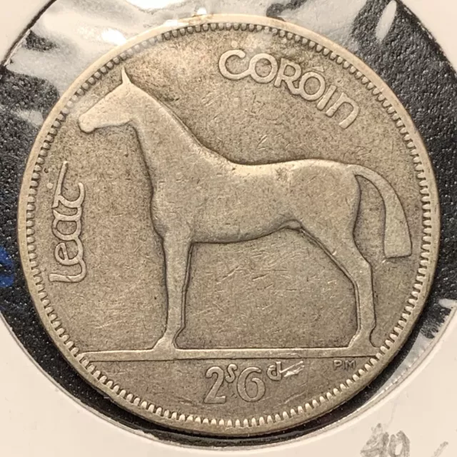 Silver 1931 Ireland 1/2 Half Crown Irish Coin - Horse & Harp - 3/13