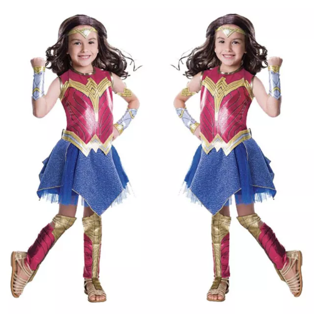 Childs Wonder Woman Fancy Dress Classic Costume DC Comic Superhero Kids Girls