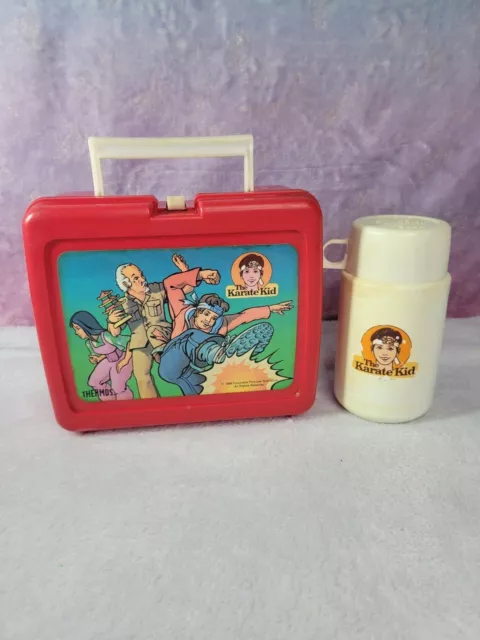 RARE 1989 Karate Kid Thermos Brand Lunch Box w/ Thermos Cartoon Show Lunchbox