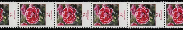 2694 Blumen 25 Cent nk 11er-Streifen Rollenende 5-10, ** postfrisch ungefaltet