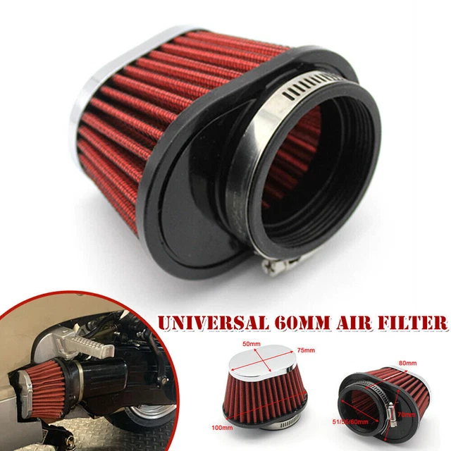 Universal 60mm Air Filter ATV Bike Carburetor Pod Cleaner Elliptical Intake Tube