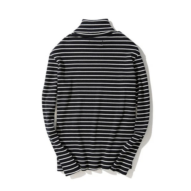 1 Top/Camicia Dolcevita Top a Righe Maniche Lunghe Maglione Cotone Camicetta 5
