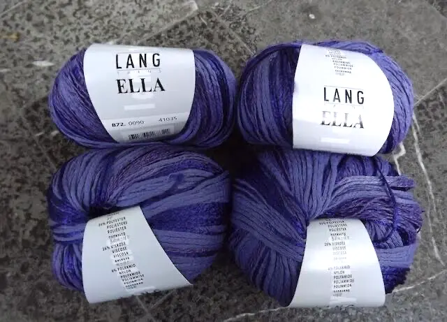 Lang Yarn Ella, cotton blend, New, 160 m/176 yards each, 4 ball lot purple 0090