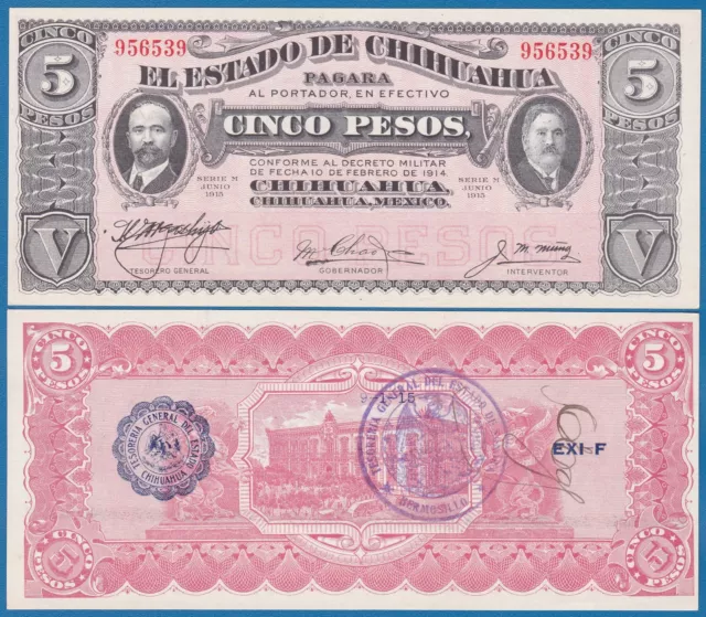 Mexico CHIHUAHUA 5 Pesos P S532A 1915 UNC  (P-S 532 A)