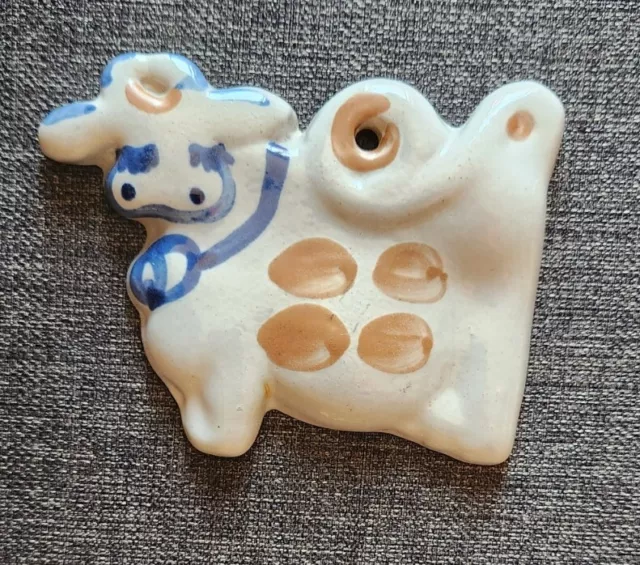 M A Hadley Pottery Cow Ornament Signed Wall Hanging Country Farm Animal