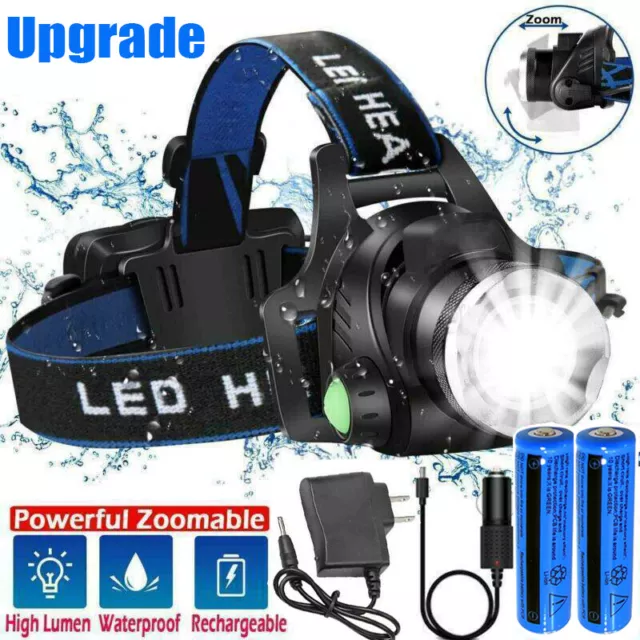 9900000LM Super Bright LED High Power Zoomable Headlight Rechargeable Headlamp
