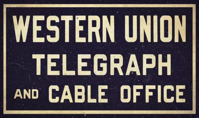 Western Union Telegraph Cable Office Heavy Duty Usa Made Metal Advertising Sign