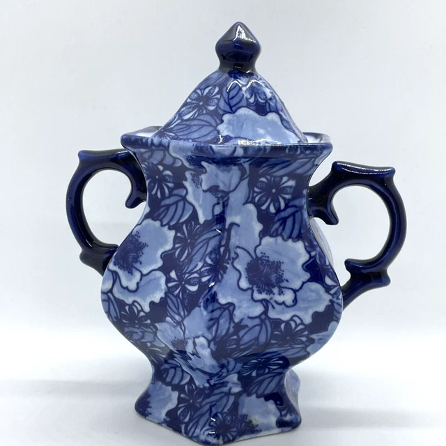 Orientalische zweigriffige dunkelblaue Keramik Ingwer Glas Urne Vase Topf Ornament Dekor 5