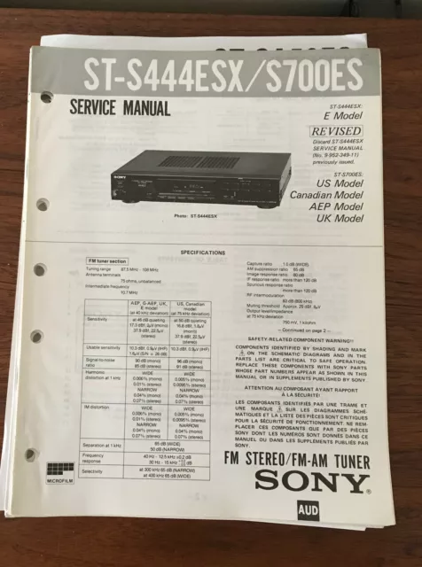 Sintonizador manual de servicio Sony ST-S444ESX ST-S700ES *Original*