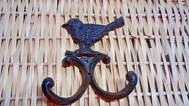 1 Cast Iron Blue Bird with 2 hooks for coat or hat holder