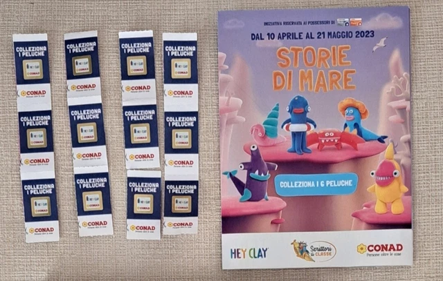 12 bollini Punti raccolta Conad peluche Hey Clay