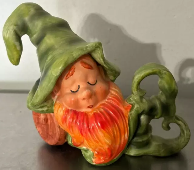 VNTG Lefton Leprechaun Figurine Sleeping on a Keg St. Patricks Day FREE SHIPPING