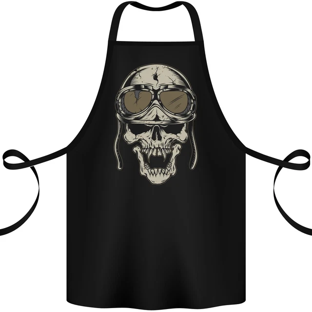 Biker Skull Motorcycle Skulls Motorbike Cotton Apron 100% Organic