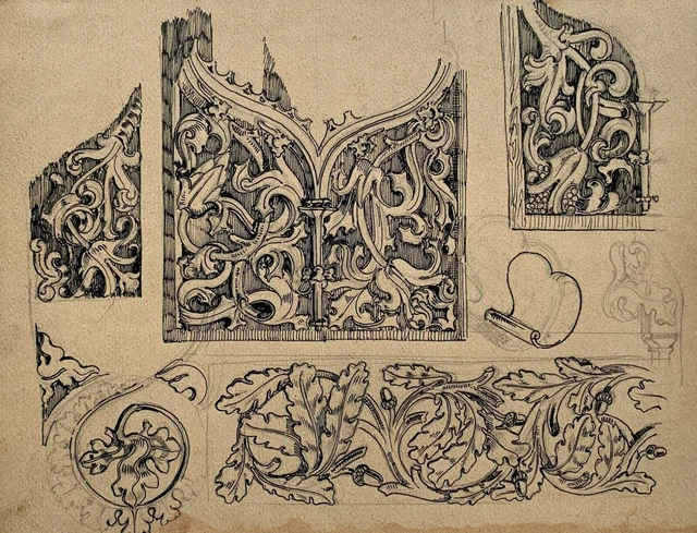 Spring Motto Renaissance SPRING DRAWING WITH Architecture Symbols Gothic German Renaissance £45. ...