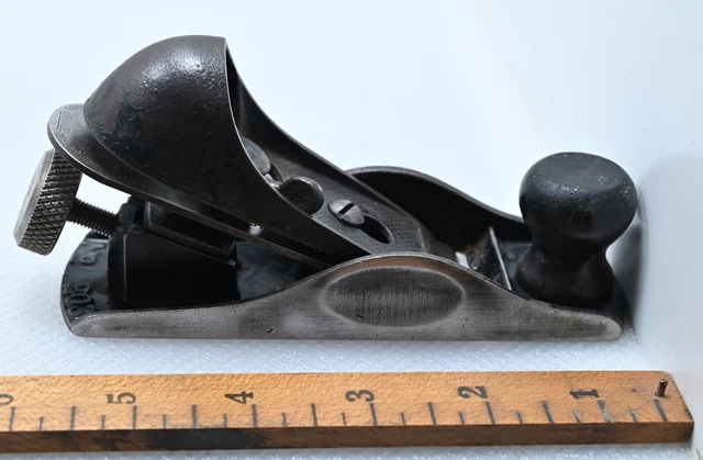 ✨Vintage 5-1/2" Stanley No. 203 Block Plane 1-3/8" Iron ~ SW Era (INV Ø810)