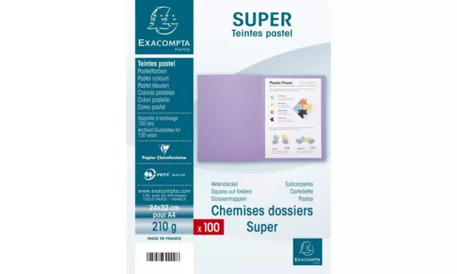 [Ref:330005E] EXACOMPTA Paquet 100 chemises SUPER 210g 24x32cm Jaune