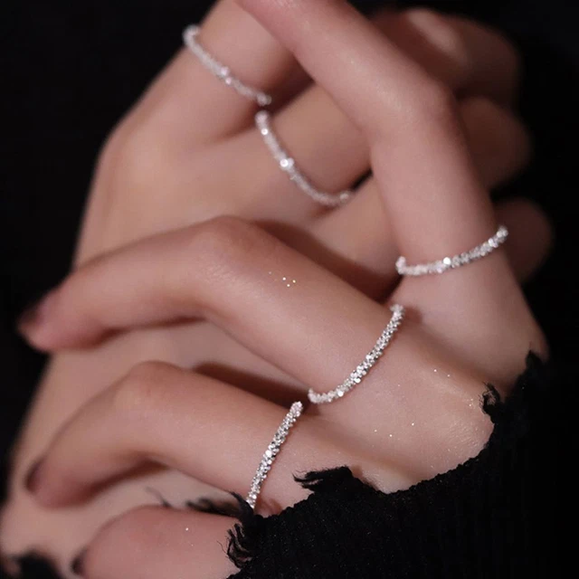 Simple Party Engagement Sparkling Ring Finger Ring Women Jewelry Wedding