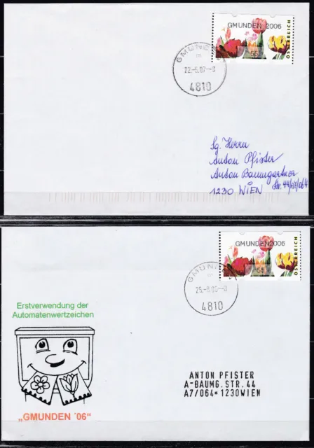 Automatenmarken Ersttagsbriefe mit Druckfehler SELTEN Gmunden 2006