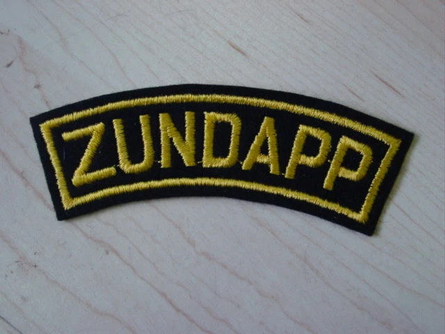 Aufnäher Patch Sticker: ZUNDAPP !!! statt ZÜNDAPP (Fehlproduktion) NEU Lagerware