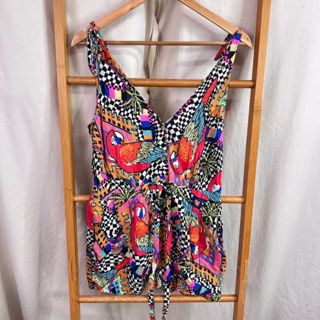 Mara Hoffman Swim Romper Womens Small Multicoloured Geometric Sleeveless