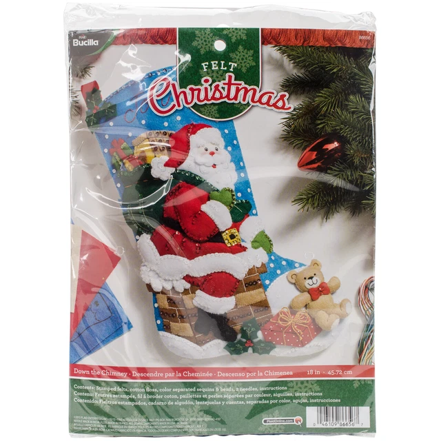 Kit de apliques de medias de fieltro Bucilla 18" largo hasta la chimenea -86656
