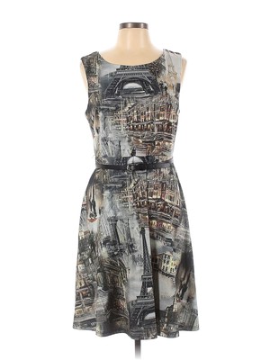 Liza Luxe Women Gray Casual Dress L