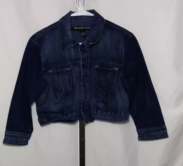 Blue Pointe Jean Jacket Juniors Large Blue Medium Wash Denim Full Zip Cropped