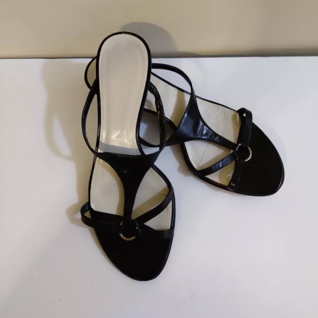 Ladies Black Leather Strappy Sandals. Enzo Angiolini. Size 7m