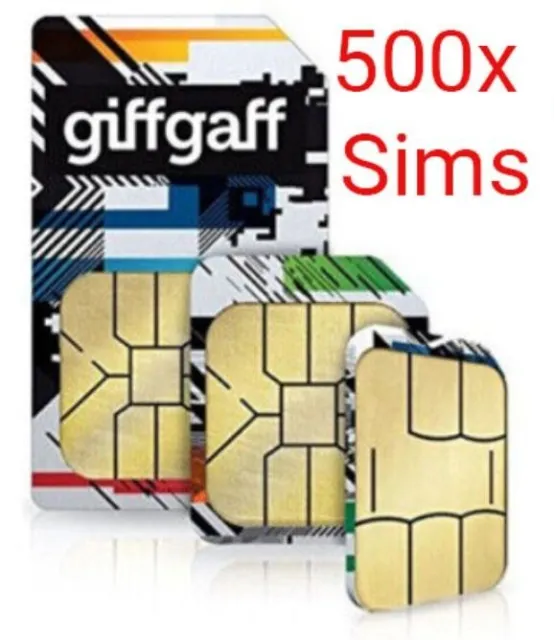 500x GiffGaff SIM Card UK Pay As You Go Wholesale Bulk Joblot Free SMS