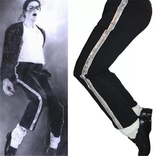 Black Billie Jean MJ Michael Jackson Entertainers Straight Trousers Pants