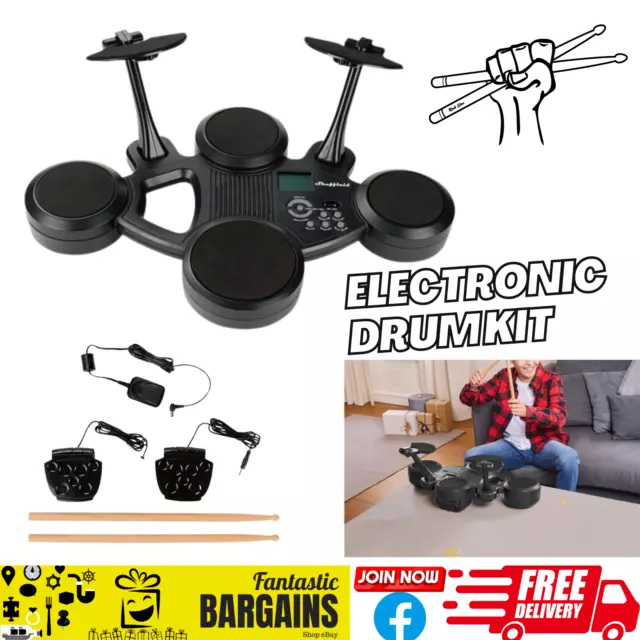 Electronic Drum Kit with Drumsticks Bass Drum Hi-hat Pedals Christmas Gift