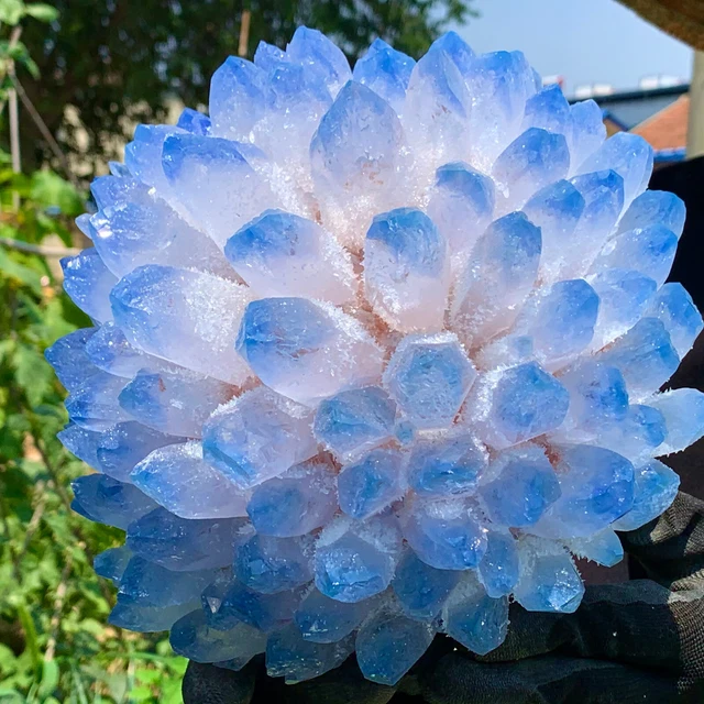 13.46LB New Find BLUE Phantom Quartz Crystal Cluster Mineral Specimen Healing 4