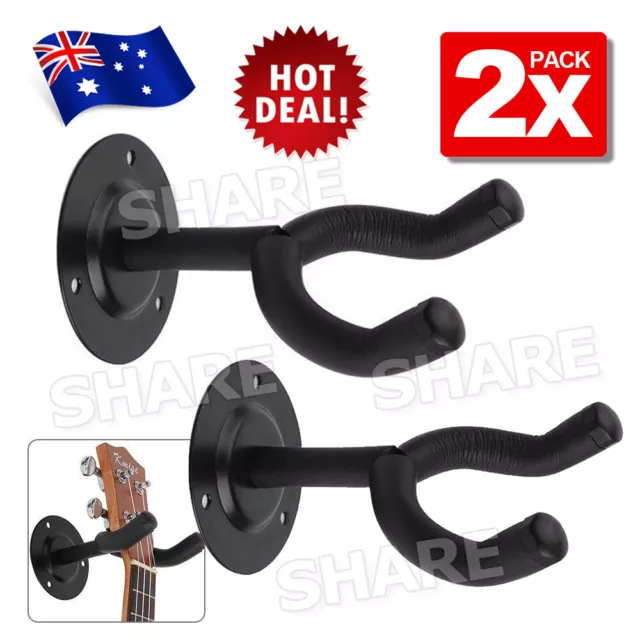 2x Wall Hangers foam padded hook Mount Holder for Electric Acoustic Bass Guitar