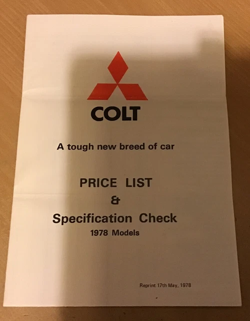 COLT RANGE PRICE List And Specifications Fold Out Brochure 1978 EUR 3