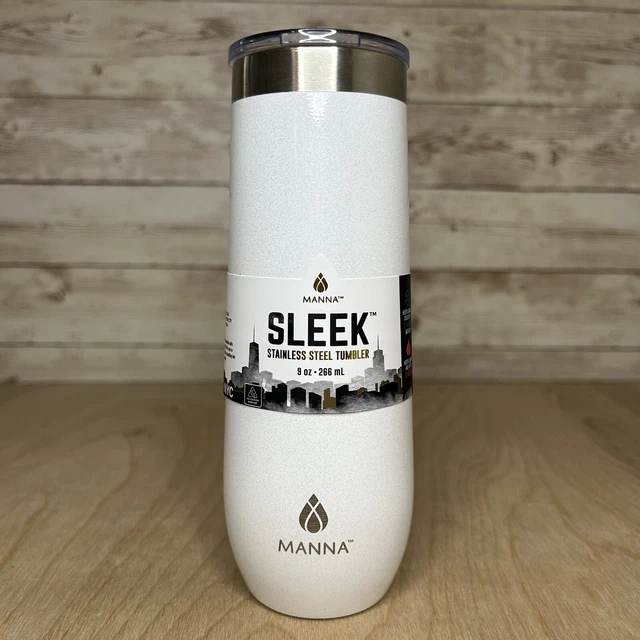 Manna Sleek Stainless Steel Tumbler Sparkle White 9oz