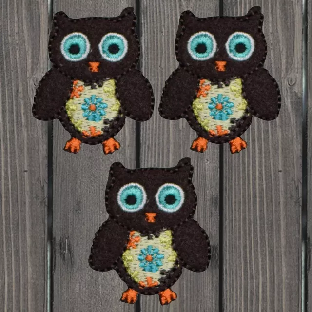 Owl Embroidered Patch — 3-Pack — Iron On