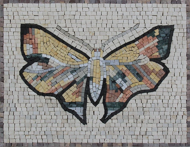 Marble Mosaic Garden Mural Wall Art Tile Sheet Butterfly