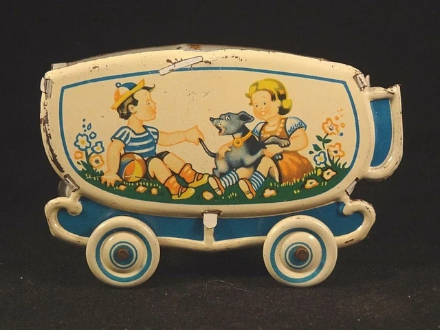 Ancien Landau Miniature En Tôle Pour Poupée – Voiture D'enfant Germany Années 50