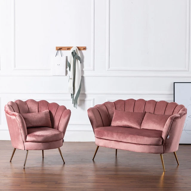 Blush pink store velvet armchair