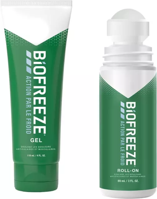 Biofreeze - Lot De 1 Tube Gel 118Ml & De 1 Roll-On 89 Ml Action Par Le Froid - S