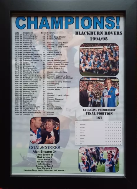 Blackburn Rovers Premier League champions 1994-95 - souvenir print