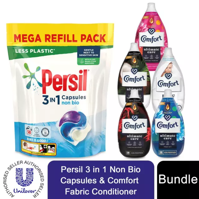 Laundry Bundle 1x50W Persil Non-Bio Capsules & 1x58W Comfort Fabric Conditioner